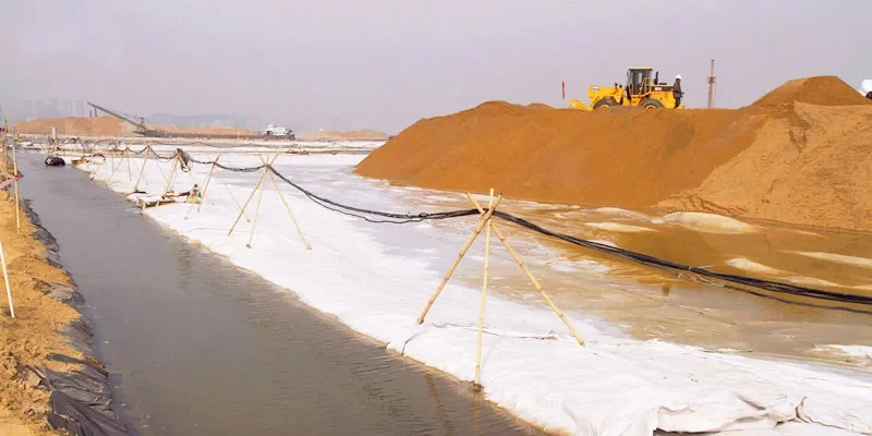 Soil stabilization process in progress