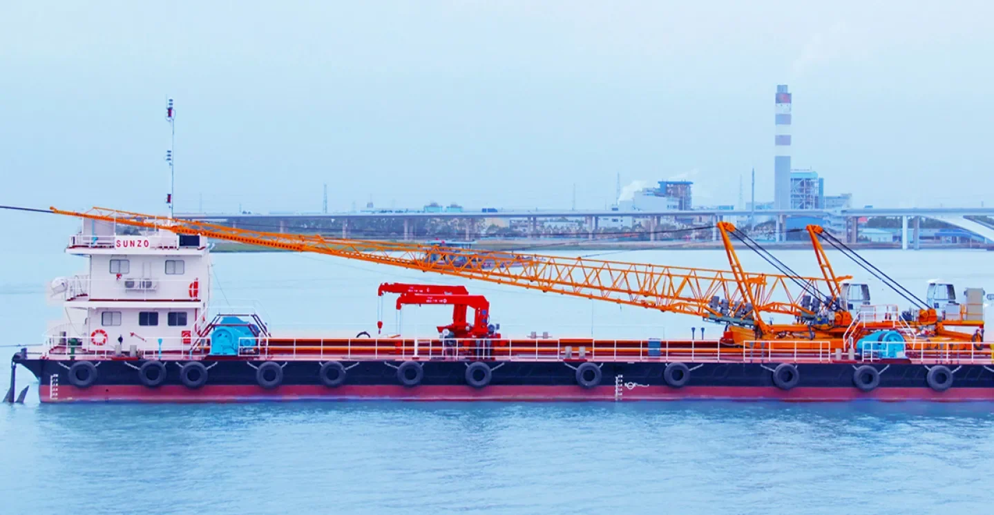 Modern construction tractor on site